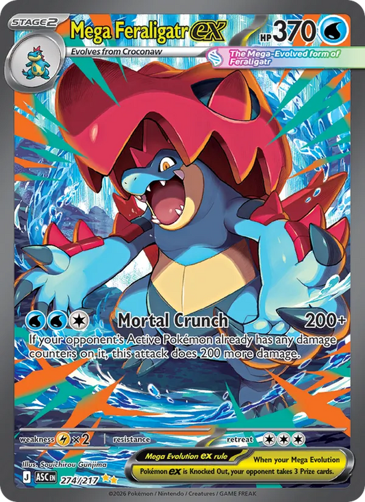 Mega Feraligatr ex Holo 274/217 Ascended Heroes Pokémon Card