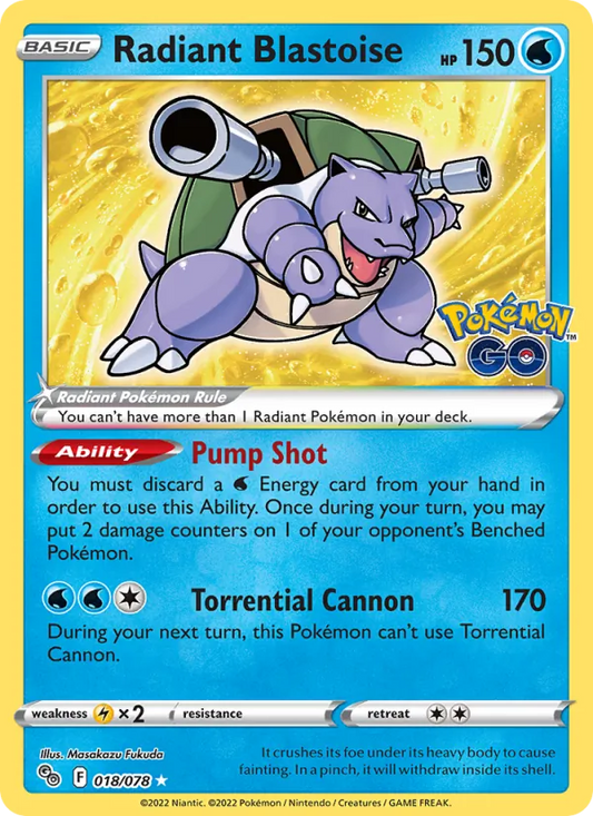 Radiant Blastoise Holo 018/78 Pokémon GO Pokémon Card