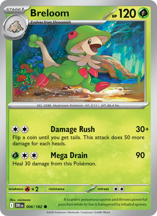 Breloom Reverse Holo 006/182 Destined Rivals Pokémon Card