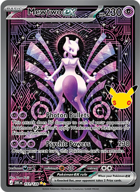 Mewtwo ex Normal 151/128 30th Celebration Pokémon Card