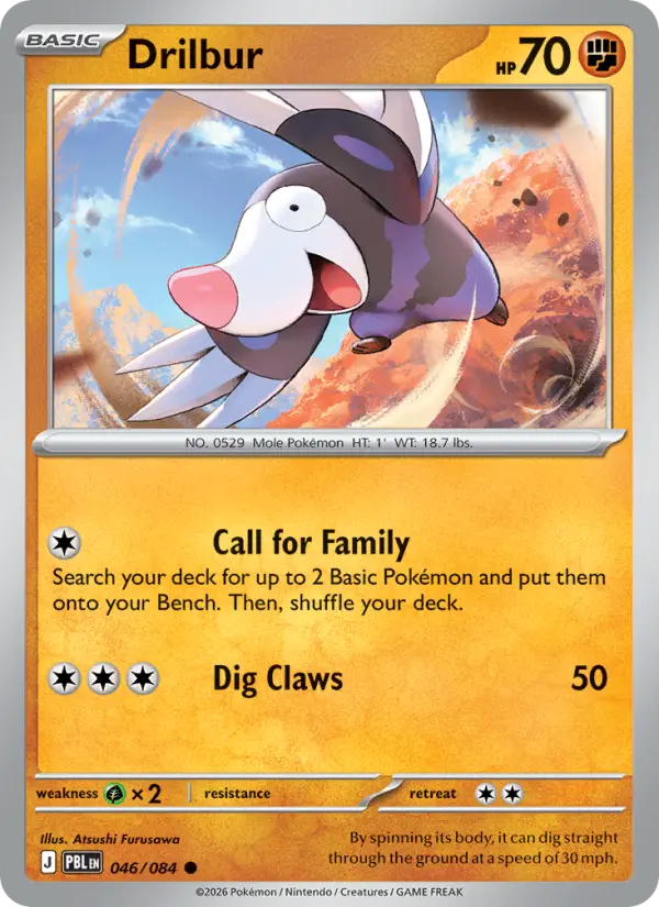 Drilbur Reverse Holo 046/84 Pitch Black Pokémon Card