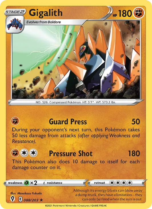 Gigalith Normal 088/203 Evolving Skies Pokémon Card