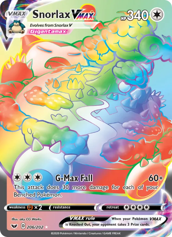 Snorlax VMAX Holo 206/202 Sword & Shield Pokémon Card
