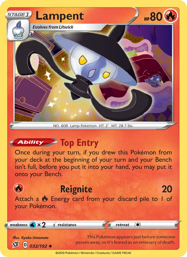Lampent Reverse Holo 032/192 Rebel Clash Pokémon Card