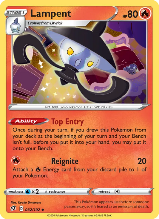 Lampent Reverse Holo 032/192 Rebel Clash Pokémon Card