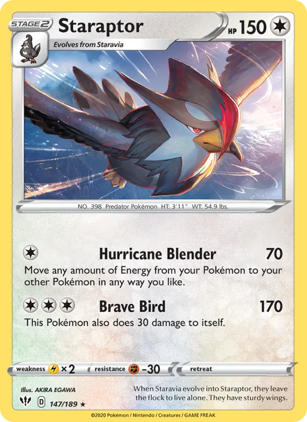 Staraptor Reverse Holo 147/189 Darkness Ablaze Pokémon Card