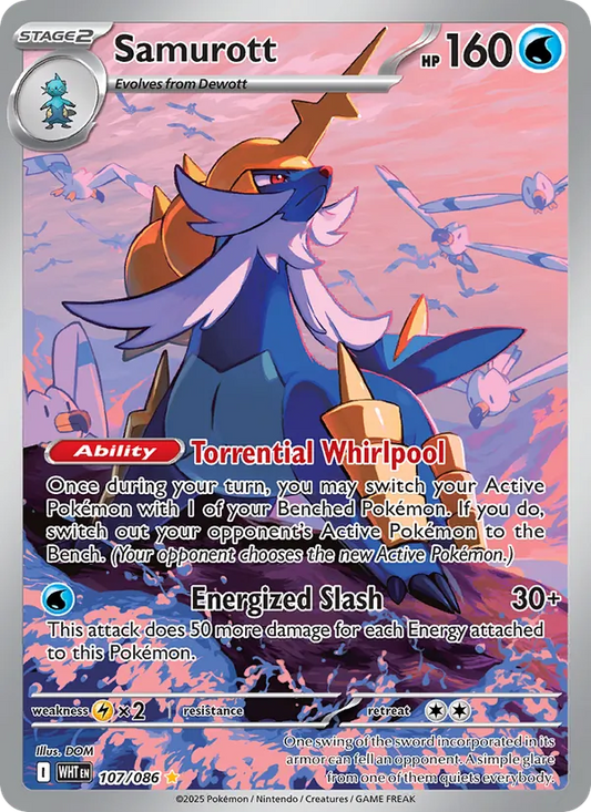 Samurott Holo 107/86 White Flare Pokémon Card