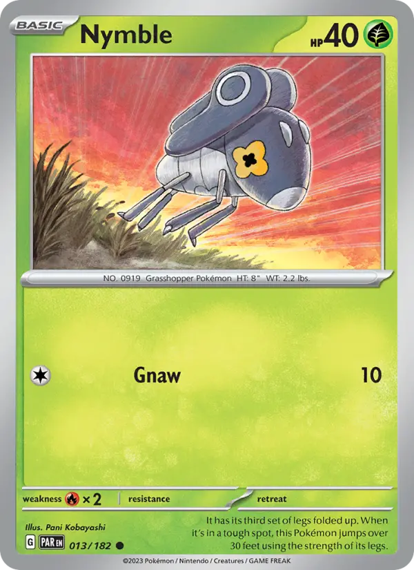 Nymble Reverse Holo 013/182 Paradox Rift Pokémon Card