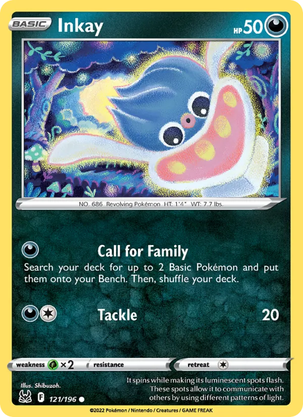 Inkay Reverse Holo 121/196 Lost Origin Pokémon Card