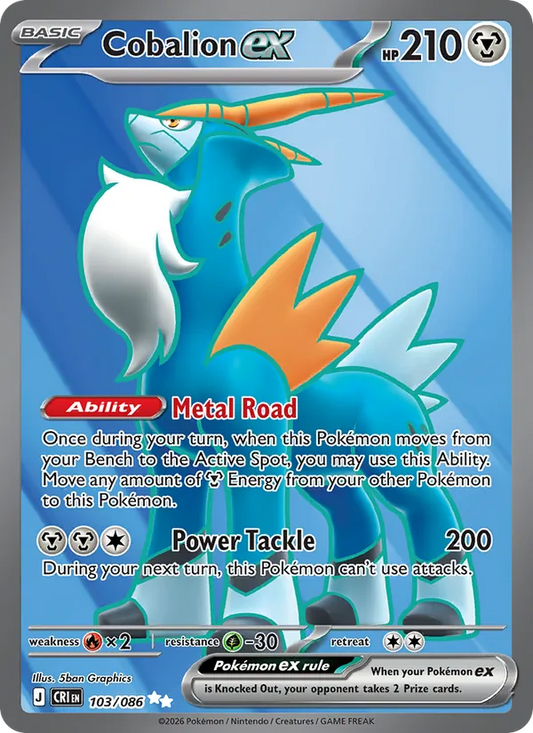 Cobalion ex Holo 103/86 Chaos Rising Pokémon Card