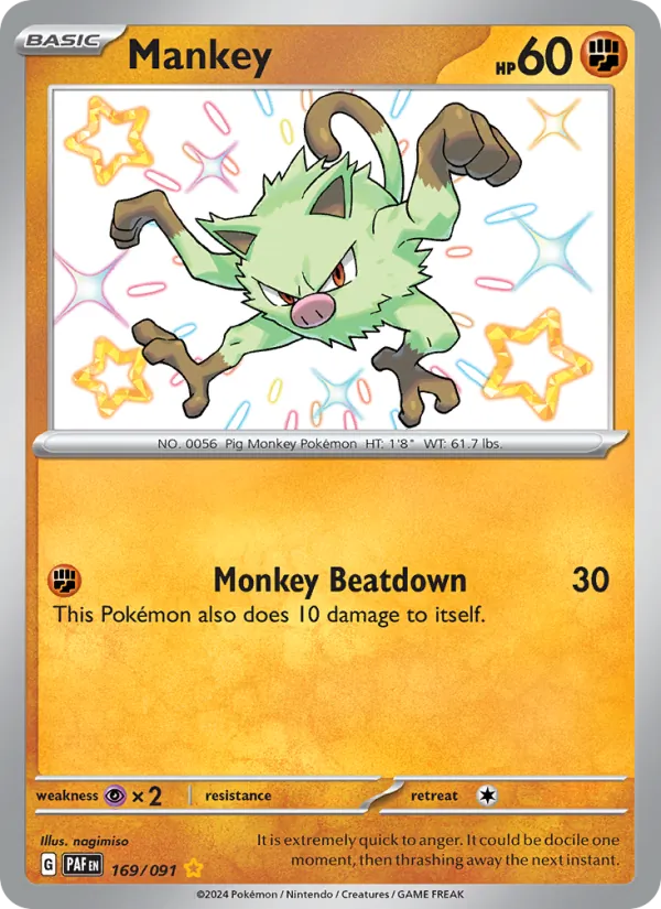 Mankey Holo 169/91 Paldean Fates Pokémon Card