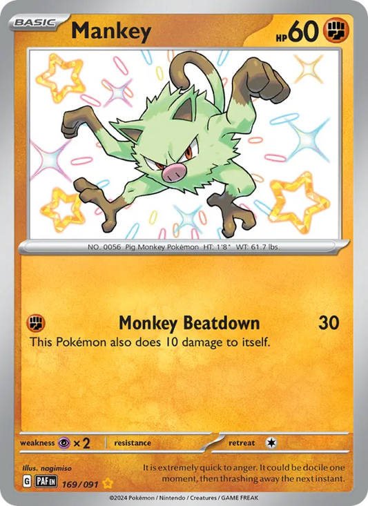 Mankey Holo 169/91 Paldean Fates Pokémon Card