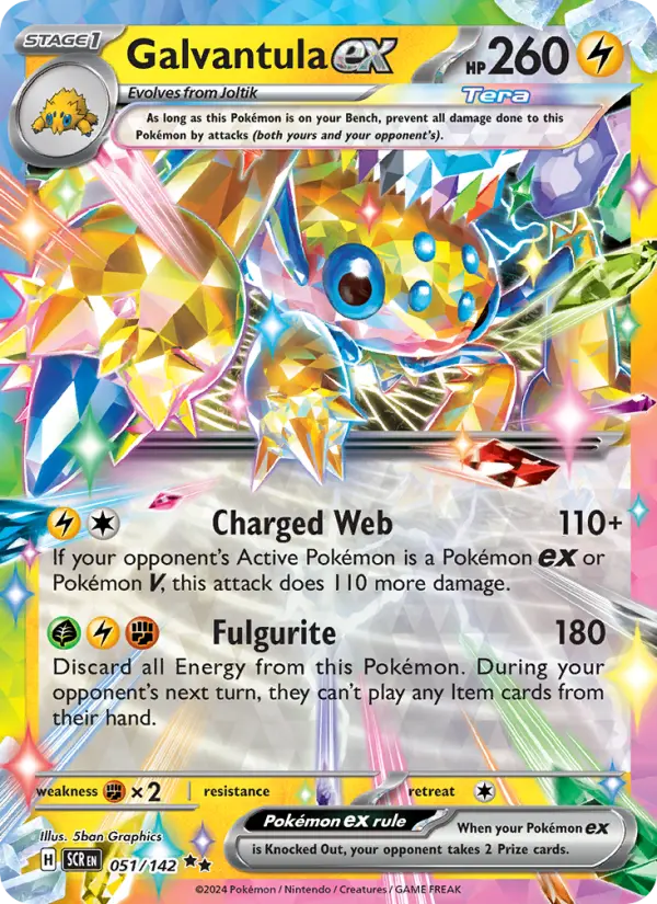 Galvantula ex Holo 051/142 Stellar Crown Pokémon Card