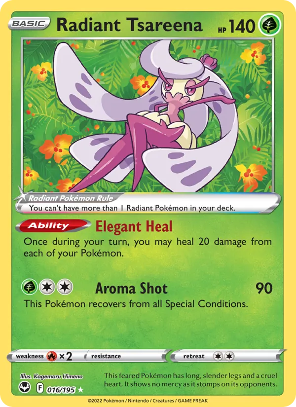 Radiant Tsareena Holo 016/195 Silver Tempest Pokémon Card