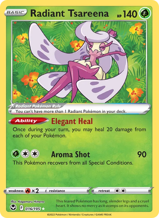 Radiant Tsareena Holo 016/195 Silver Tempest Pokémon Card