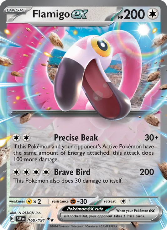 Flamigo ex Holo 160/191 Surging Sparks Pokémon Card