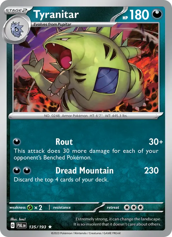 Tyranitar Holo 135/193 Paldea Evolved Pokémon Card