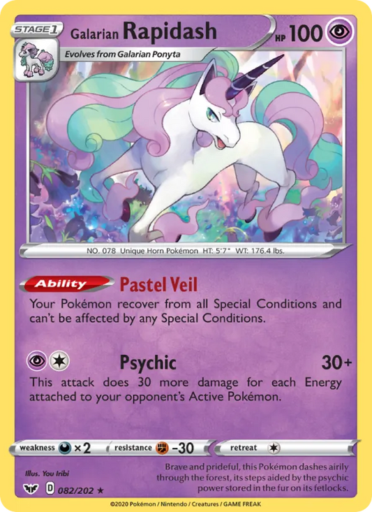 Galarian Rapidash Reverse Holo 082/202 Sword & Shield Pokémon Card