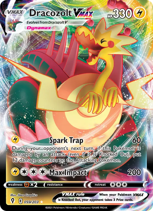 Dracozolt VMAX Holo 059/203 Evolving Skies Pokémon Card