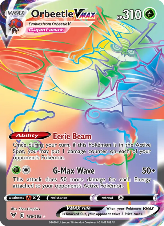 Orbeetle VMAX Holo 186/185 Vivid Voltage Pokémon Card