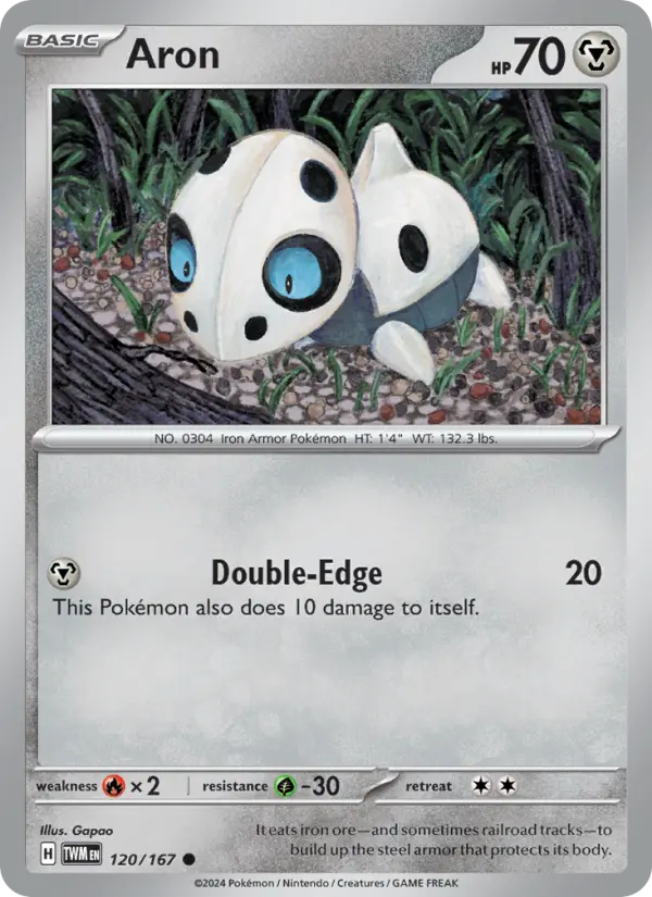 Aron Reverse Holo 120/167 Twilight Masquerade Pokémon Card