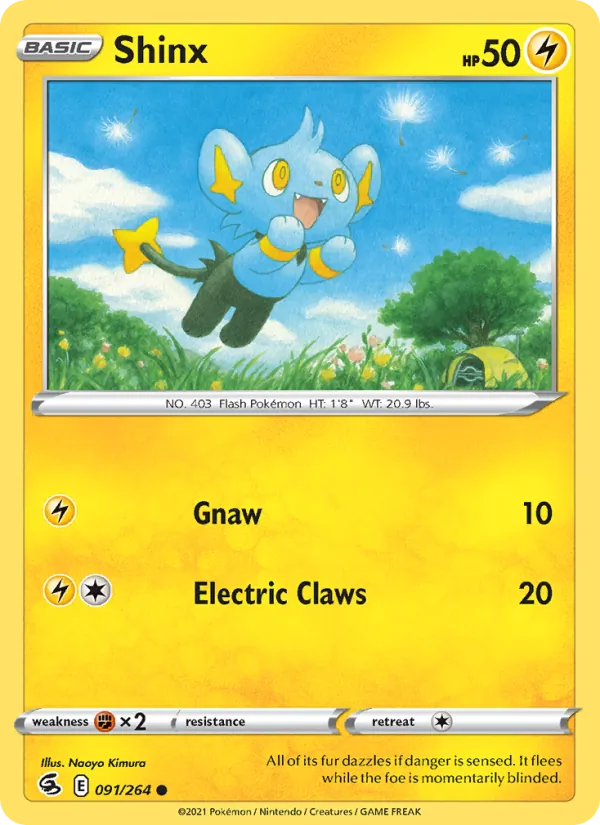 Shinx Reverse Holo 091/264 Fusion Strike Pokémon Card