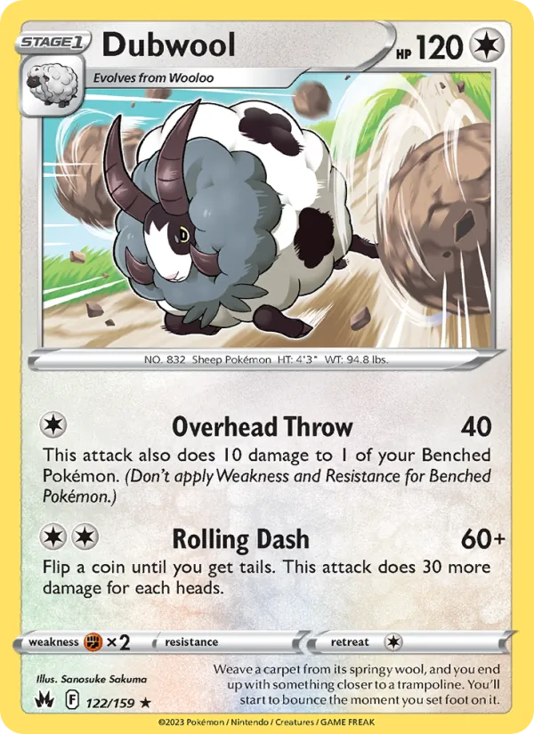 Dubwool Reverse Holo 122/159 Crown Zenith Pokémon Card