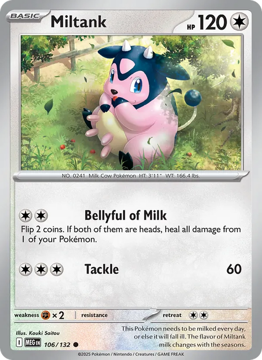 Miltank Normal 106/132 Mega Evolution Pokémon Card