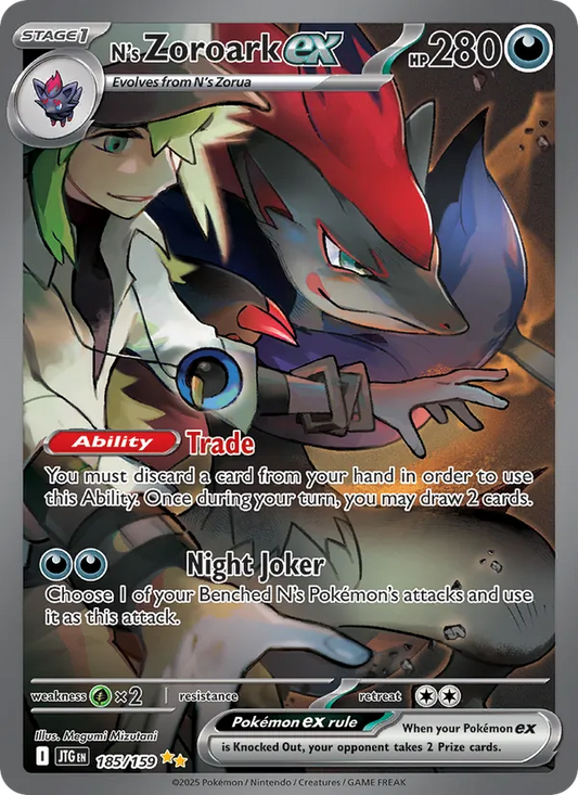 N's Zoroark ex Holo 185/159 Journey Together Pokémon Card