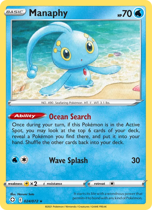 Manaphy Reverse Holo 024/72 Shining Fates Pokémon Card