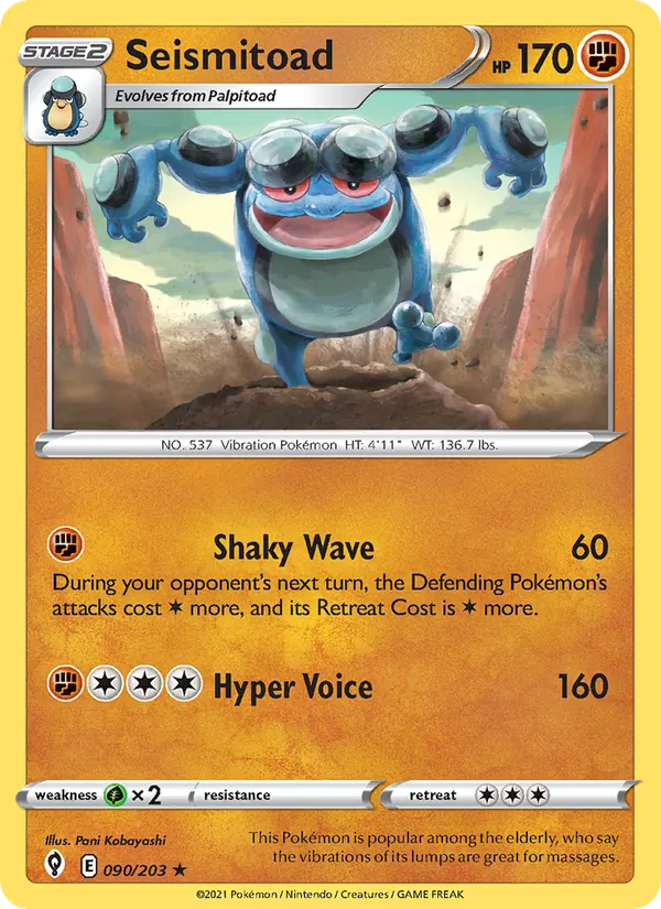 Seismitoad Reverse Holo 090/203 Evolving Skies Pokémon Card