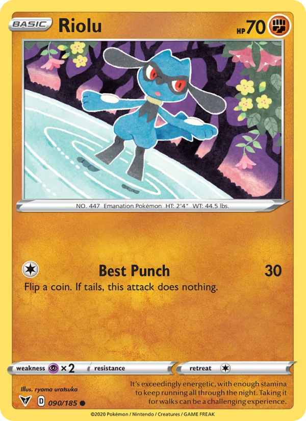 Riolu Reverse Holo 090/185 Vivid Voltage Pokémon Card