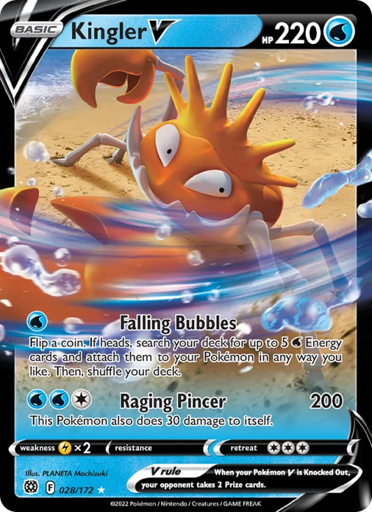 Kingler V Holo 028/172 Brilliant Stars Pokémon Card