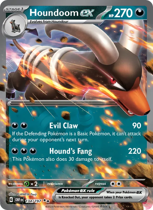 Houndoom ex Holo 134/197 Obsidian Flames Pokémon Card