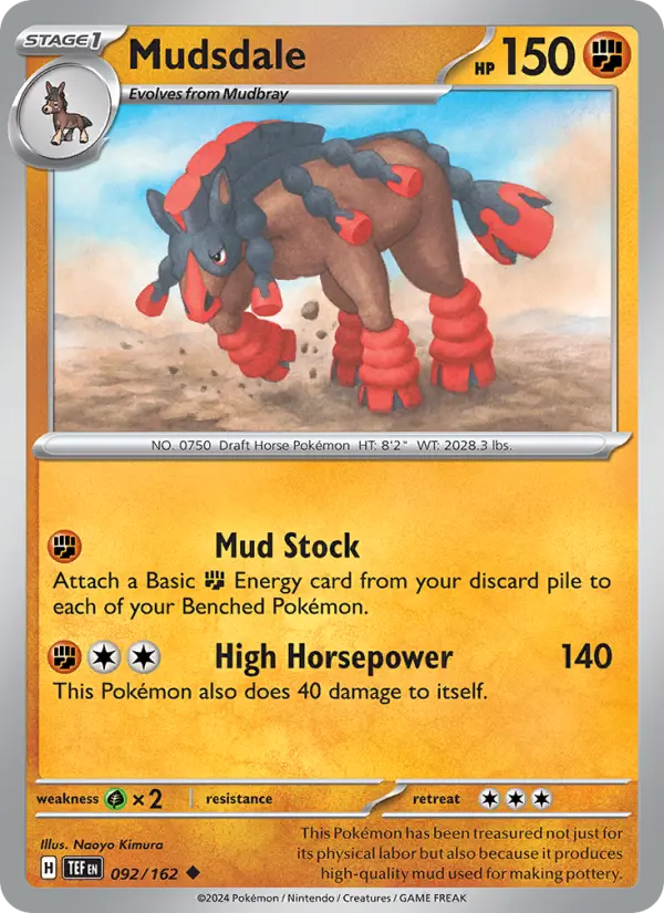 Mudsdale Reverse Holo 092/162 Temporal Forces Pokémon Card