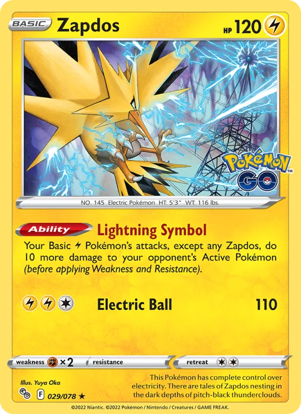 Zapdos Reverse Holo 029/78 Pokémon GO Pokémon Card