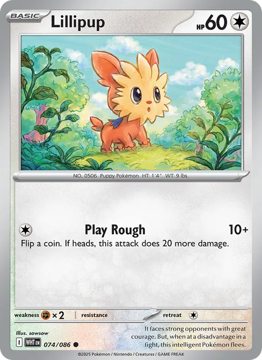 Lillipup Normal 074/86 White Flare Pokémon Card