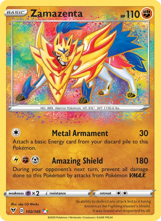 Zamazenta Holo 102/185 Vivid Voltage Pokémon Card