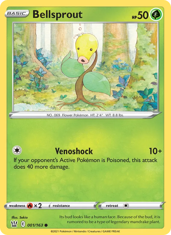 Bellsprout Reverse Holo 001/163 Battle Styles Pokémon Card