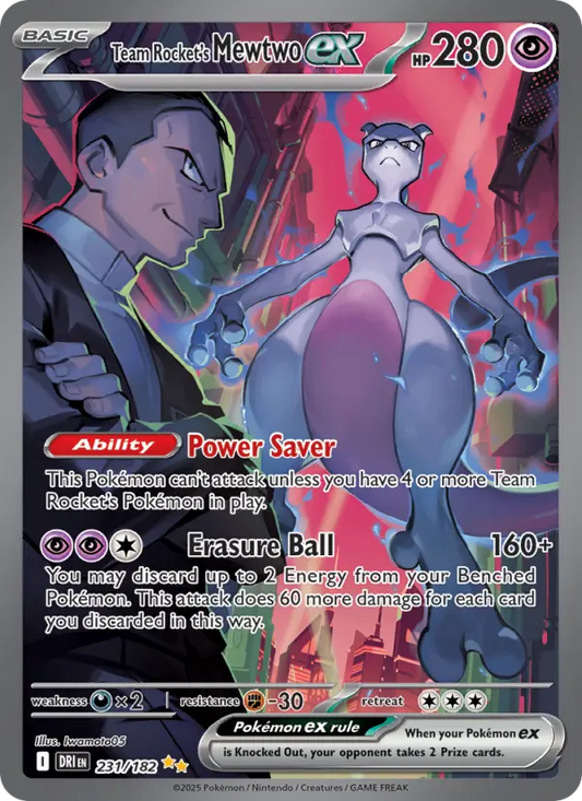 Team Rocket's Mewtwo ex Holo 231/182 Destined Rivals Pokémon Card