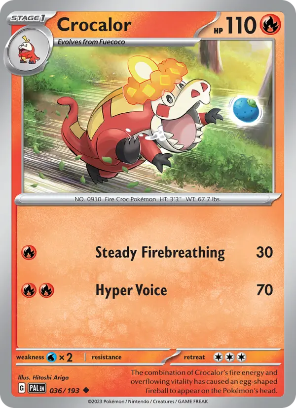 Crocalor Non-Foil 036/193 Paldea Evolved Pokémon Card