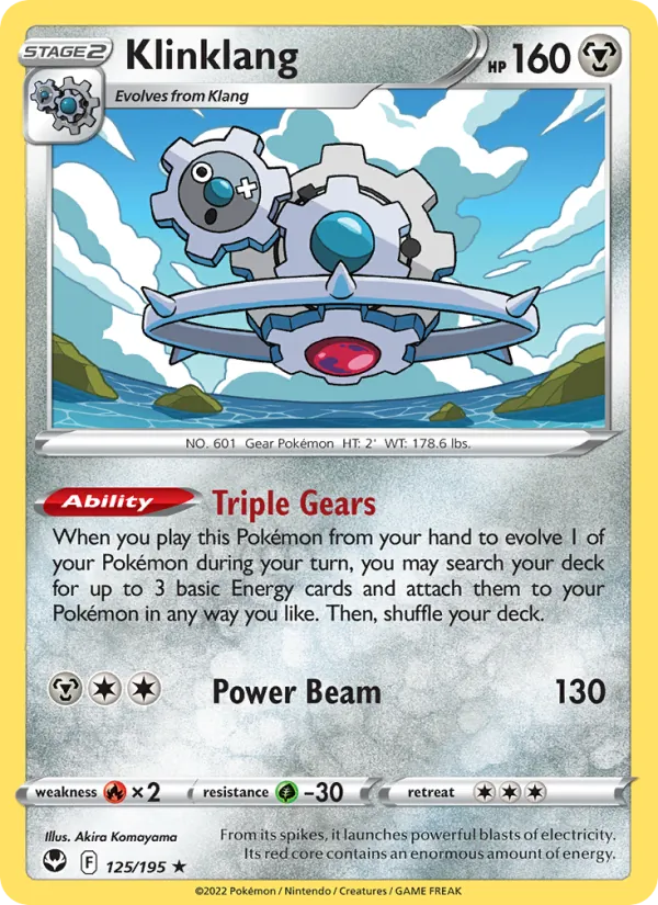 Klinklang Reverse Holo 125/195 Silver Tempest Pokémon Card