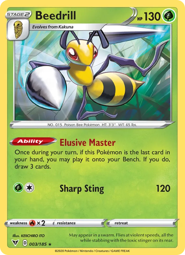 Beedrill Reverse Holo 003/185 Vivid Voltage Pokémon Card