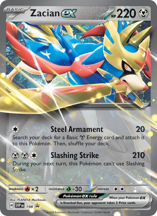 Zacian ex Non-Foil 198/225 SVP Black Star Promos Pokémon Card