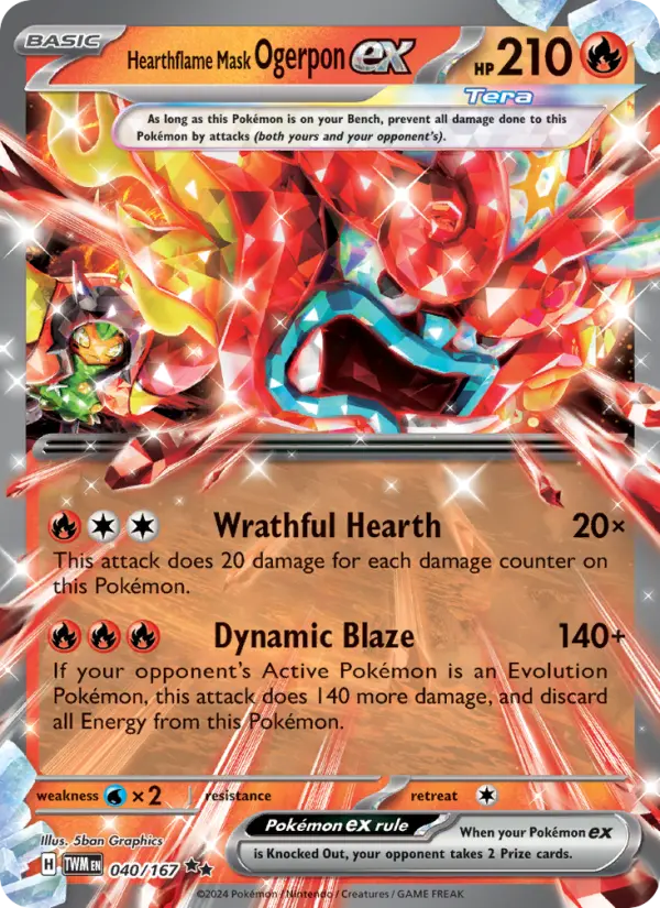 Hearthflame Mask Ogerpon ex Holo 040/167 Twilight Masquerade Pokémon Card