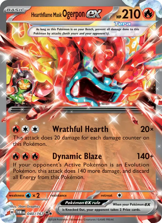 Hearthflame Mask Ogerpon ex Holo 040/167 Twilight Masquerade Pokémon Card