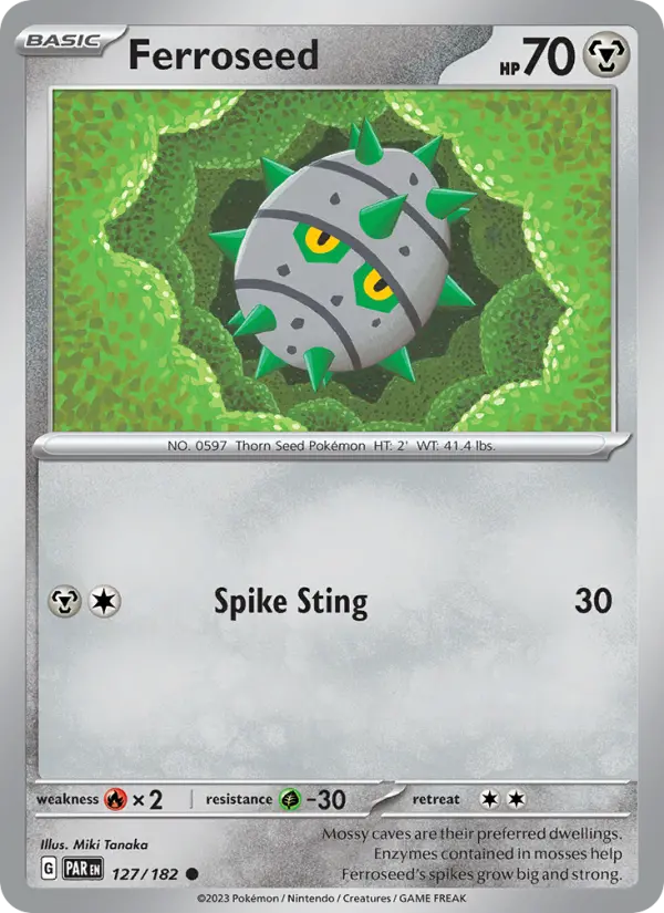 Ferroseed Reverse Holo 127/182 Paradox Rift Pokémon Card