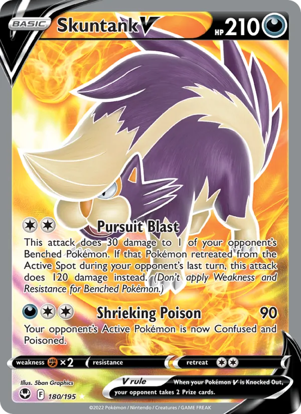 Skuntank V Holo 180/195 Silver Tempest Pokémon Card