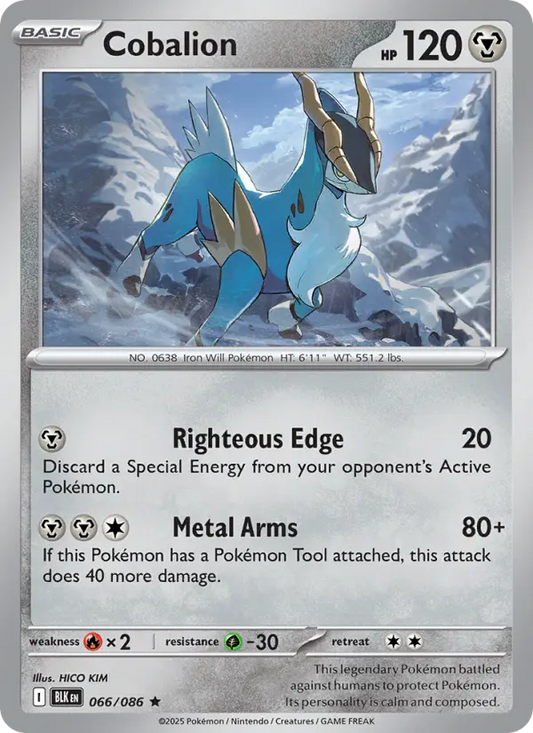 Cobalion Reverse Holo 066/86 Black Bolt Pokémon Card