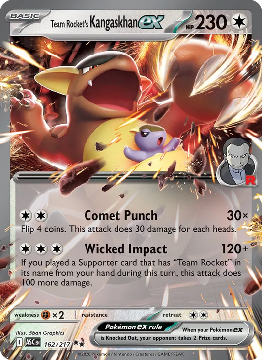 Team Rocket's Kangaskhan ex Holo 162/217 Ascended Heroes Pokémon Card